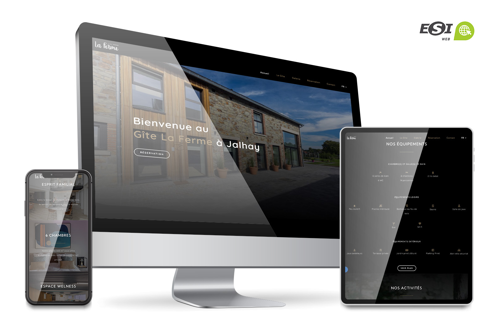Développement d'un site vitrine avec WordPress pour valoriser les services offerts par le Gîte La Ferme, avec un contenu disponible en plusieurs langues.